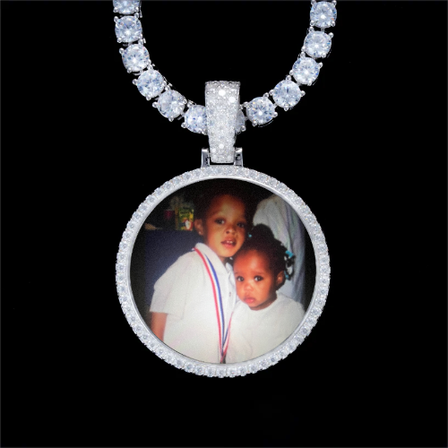 925S & VVS Moissanite 3D Circle Custom Picture Pendant