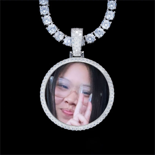 925S & VVS Moissanite 3D Circle Custom Picture Pendant