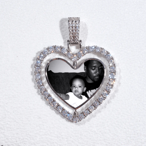 3D Spinning 2-Faced Heart Custom Picture Pendant