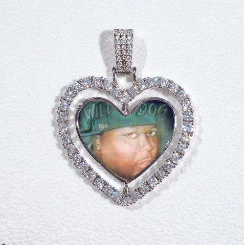 3D Spinning 2-Faced Heart Custom Picture Pendant