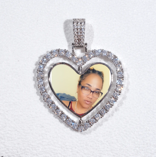 3D Spinning 2-Faced Heart Custom Picture Pendant