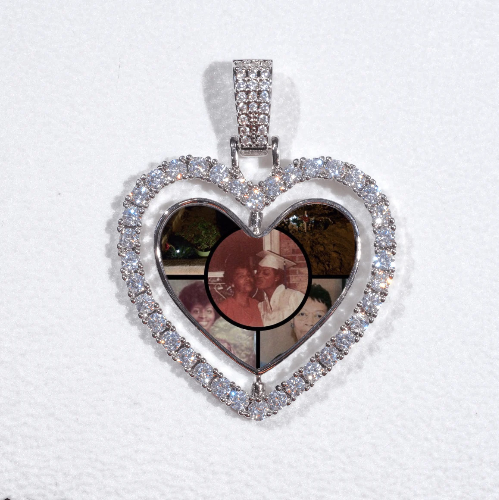3D Spinning 2-Faced Heart Custom Picture Pendant