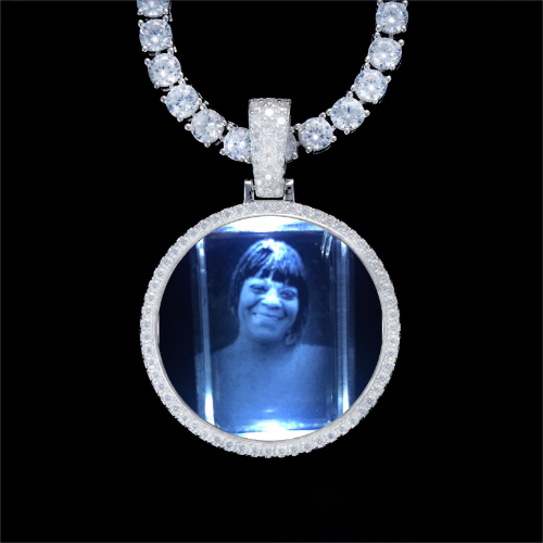 925S & VVS Moissanite 3D Circle Custom Picture Pendant