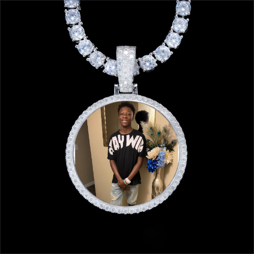 925S & VVS Moissanite 3D Circle Custom Picture Pendant