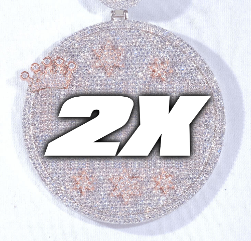 CUSTOM LETTER NECKLACE 3D BIG CROWN DISC