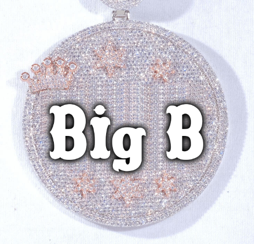 CUSTOM LETTER NECKLACE 3D BIG CROWN DISC