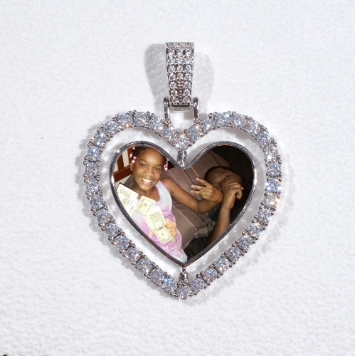 3D Spinning 2-Faced Heart Custom Picture Pendant