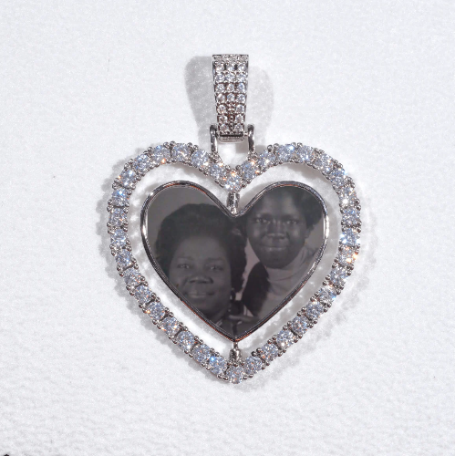 3D Spinning 2-Faced Heart Custom Picture Pendant