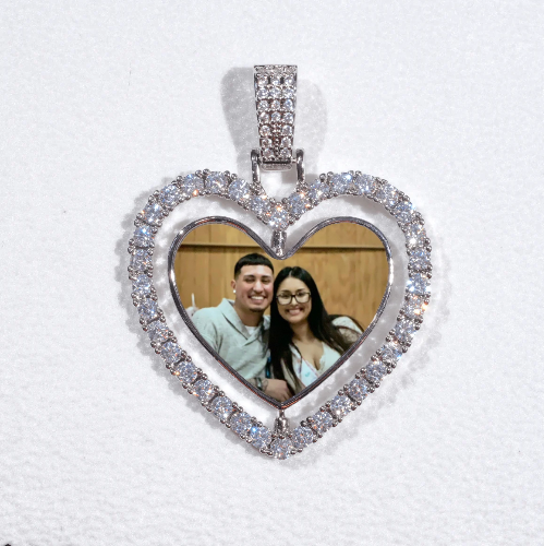 3D Spinning 2-Faced Heart Custom Picture Pendant