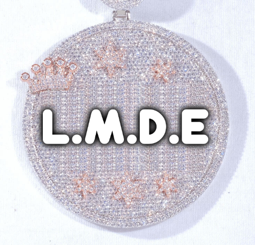 CUSTOM LETTER NECKLACE 3D BIG CROWN DISC