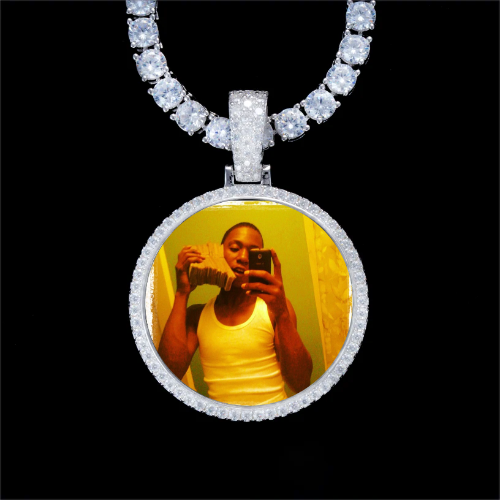 925S & VVS Moissanite 3D Circle Custom Picture Pendant
