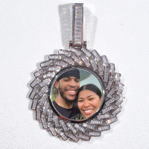Large 3D Baguette Custom Picture Pendant