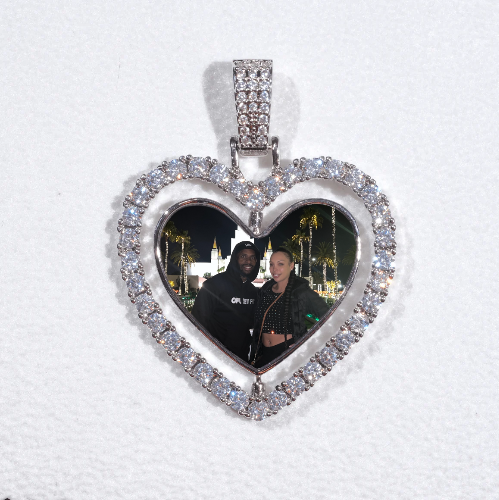 3D Spinning 2-Faced Heart Custom Picture Pendant