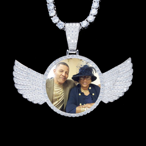 925S & VVS Moissanite 3D Wing Custom Picture Pendant
