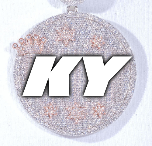 CUSTOM LETTER NECKLACE 3D BIG CROWN DISC