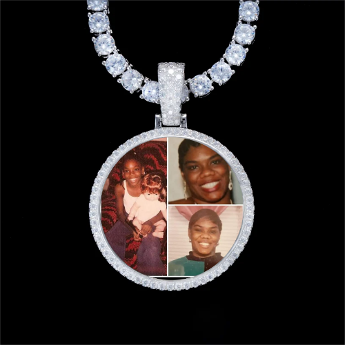925S & VVS Moissanite 3D Circle Custom Picture Pendant