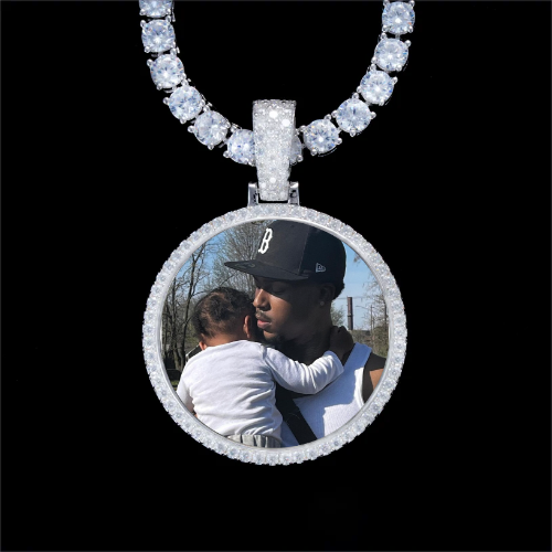 925S & VVS Moissanite 3D Circle Custom Picture Pendant