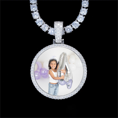 925S & VVS Moissanite 3D Circle Custom Picture Pendant