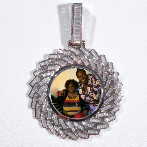 Large 3D Baguette Custom Picture Pendant