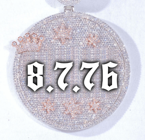CUSTOM LETTER NECKLACE 3D BIG CROWN DISC