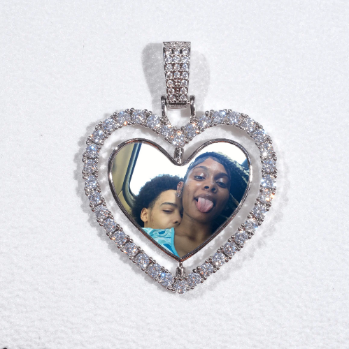 3D Spinning 2-Faced Heart Custom Picture Pendant