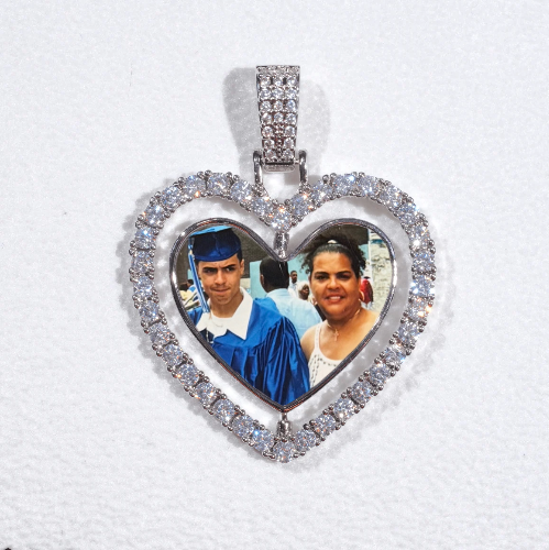 3D Spinning 2-Faced Heart Custom Picture Pendant