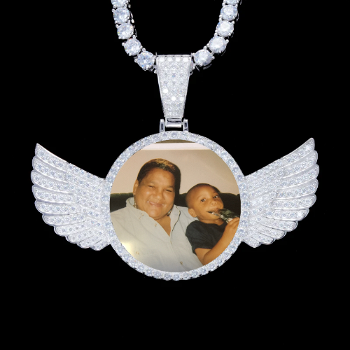 925S & VVS Moissanite 3D Wing Custom Picture Pendant