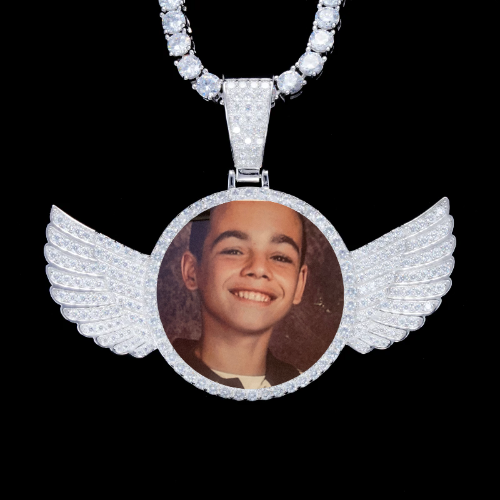 925S & VVS Moissanite 3D Wing Custom Picture Pendant