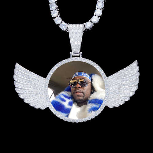 925S & VVS Moissanite 3D Wing Custom Picture Pendant