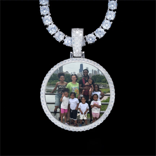 925S & VVS Moissanite 3D Circle Custom Picture Pendant