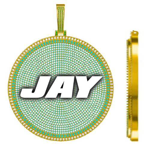 CUSTOM LETTER NECKLACE 3D BIG DISC