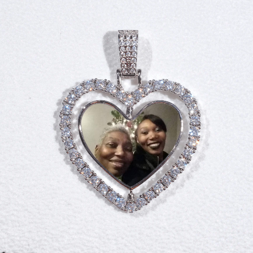 3D Spinning 2-Faced Heart Custom Picture Pendant
