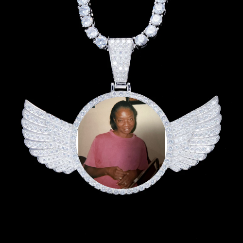 925S & VVS Moissanite 3D Wing Custom Picture Pendant