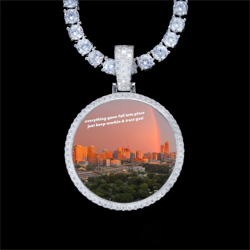 925S & VVS Moissanite 3D Circle Custom Picture Pendant