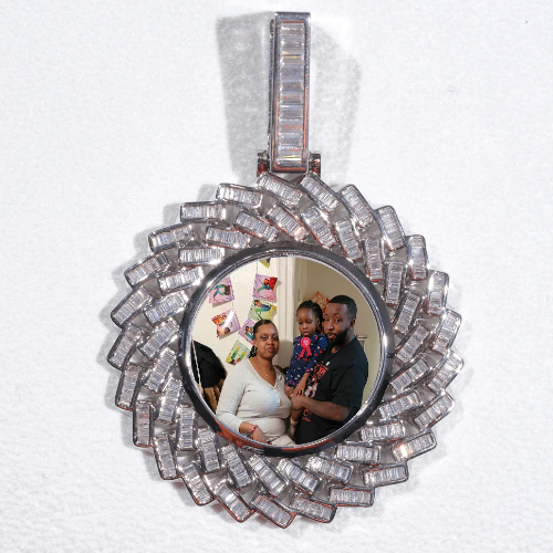 Large 3D Baguette Custom Picture Pendant