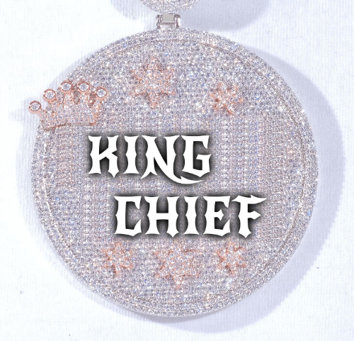 CUSTOM LETTER NECKLACE 3D BIG CROWN DISC