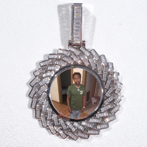 Large 3D Baguette Custom Picture Pendant