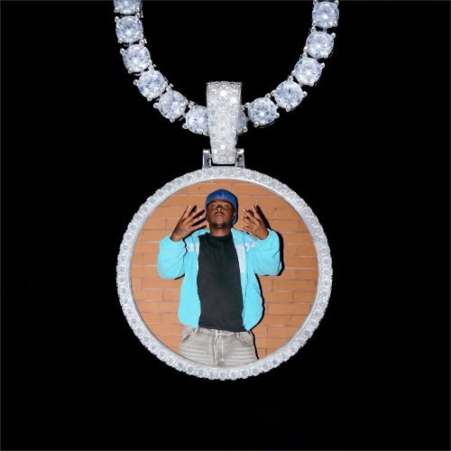 925S & VVS Moissanite 3D Circle Custom Picture Pendant