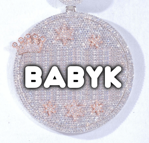CUSTOM LETTER NECKLACE 3D BIG CROWN DISC