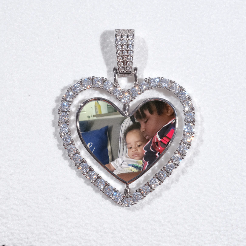 3D Spinning 2-Faced Heart Custom Picture Pendant