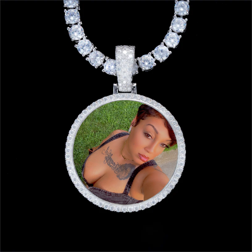 925S & VVS Moissanite 3D Circle Custom Picture Pendant