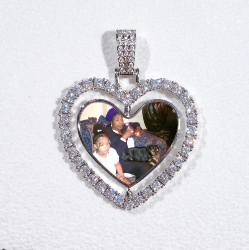 3D Spinning 2-Faced Heart Custom Picture Pendant