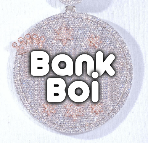 CUSTOM LETTER NECKLACE 3D BIG CROWN DISC