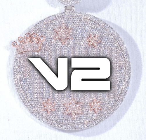 CUSTOM LETTER NECKLACE 3D BIG CROWN DISC