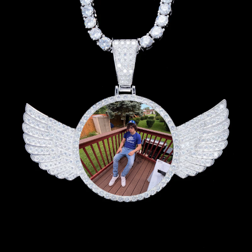 925S & VVS Moissanite 3D Wing Custom Picture Pendant