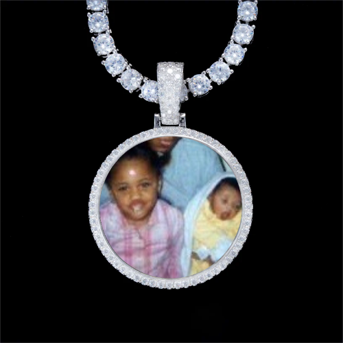 925S & VVS Moissanite 3D Circle Custom Picture Pendant