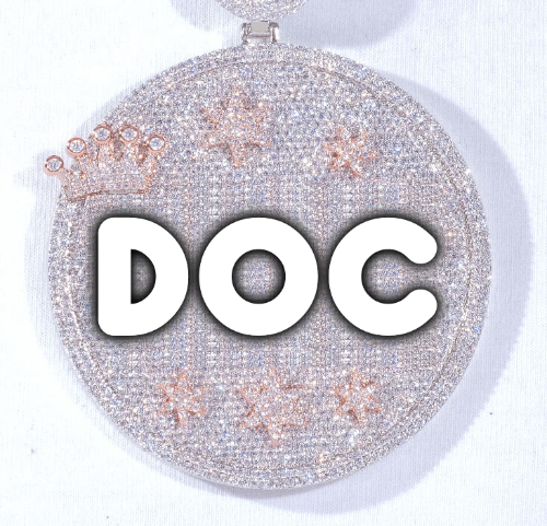 CUSTOM LETTER NECKLACE 3D BIG CROWN DISC