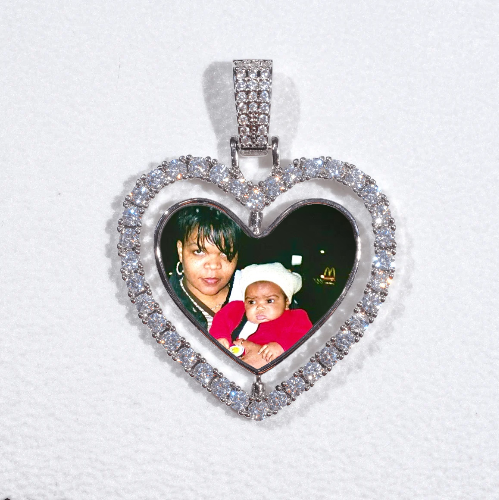 3D Spinning 2-Faced Heart Custom Picture Pendant