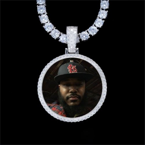 925S & VVS Moissanite 3D Circle Custom Picture Pendant
