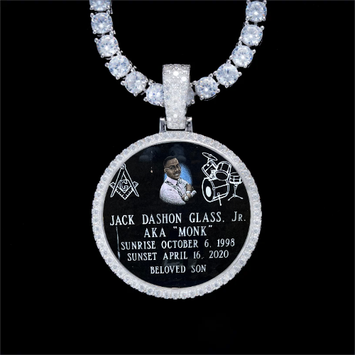 925S & VVS Moissanite 3D Circle Custom Picture Pendant